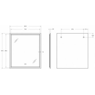 Зеркало Cezares Interni CZR-SPC-INT-800-900-LED-TCH-WARM-BL