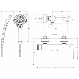 Смеситель для ванны Cezares LUX-VD-01