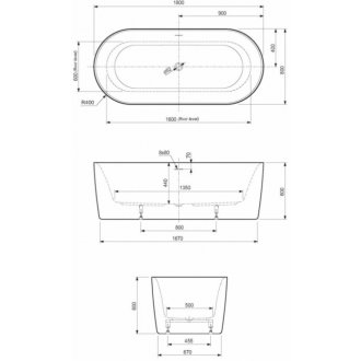 Ванна акриловая Cezares METAURO-INT-Central-180-80-60