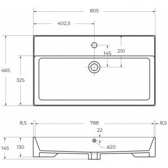 Тумба с раковиной Cezares Molveno 46-80-CZR-MIL-80-LVB Beton