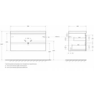 Тумба с раковиной Cezares Molveno 100-CEZ1000/500-LV-MR Beton