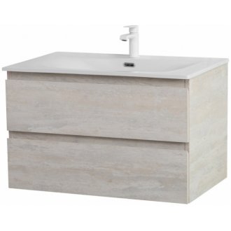 Тумба с раковиной и зеркалом Cezares Molveno 80-CZR-8099-80/50 Legno Bianco