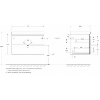 Тумба с раковиной и зеркалом Cezares Molveno 80-CZR-8099-80/50 Legno Bianco