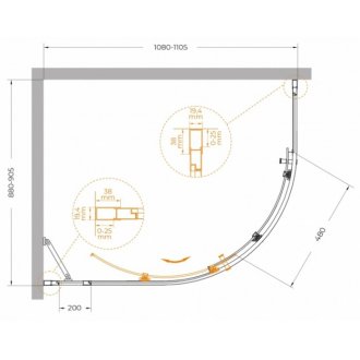 Душевой уголок Cezares MOLVENO-RH-1-110/90-C-Cr-IV