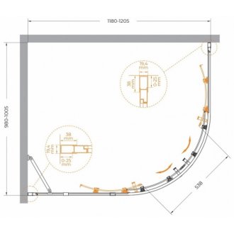 Душевой уголок Cezares MOLVENO-RH-2-120/100-C-Cr-IV