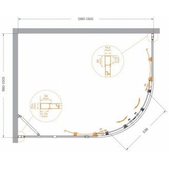 Душевой уголок Cezares MOLVENO-RH-2-130/100-C-Cr-IV