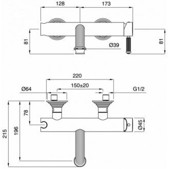 Смеситель для ванны Cezares OLIMP-VM-03/24-L