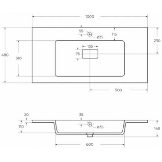 Тумба с раковиной и зеркалом Cezares Slider 100-PI-CZR-1000/480-LV-MR-PRS орех дымчатый