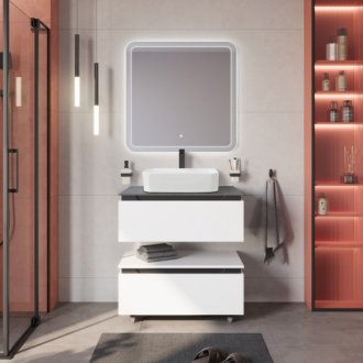 Тумба с раковиной Cezares Slider 80-SLD-80/48-MNO-PI Bianco Opaco