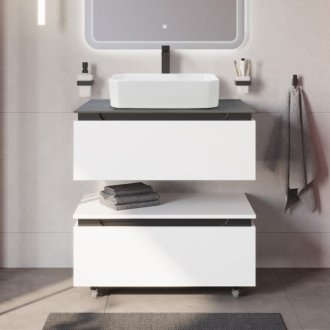 Тумба с раковиной Cezares Slider 80-SLD-80/48-MNO-PI Bianco Opaco