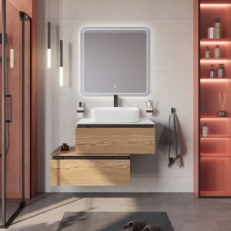 Тумба с раковиной Cezares Slider 80-SLD-80/48-BO-PI дуб тангент
