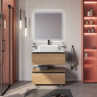 Тумба с раковиной Cezares Slider 80-SLD-80/48-BO-PI дуб тангент