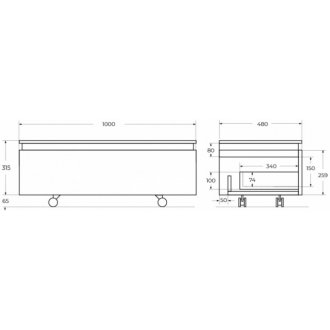 Мебель для ванной Cezares Slider 100-PI черный фьюжн