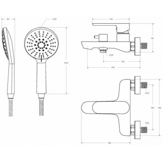 Смеситель для ванны Cezares STYLUS-VD-NOP