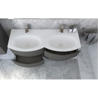 Мебель для ванной с двумя раковинами Cezares Vague 138 Grigio Talpa Opaco