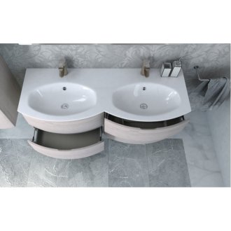 Мебель для ванной с двумя раковинами Cezares Vague 138 Rovere Sbiancato