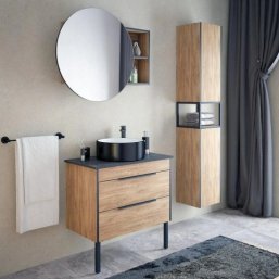 Мебель для ванной Corozo Форест 80 см сонома/черны...