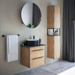 Мебель для ванной Corozo Форест 70 см сонома/черны...