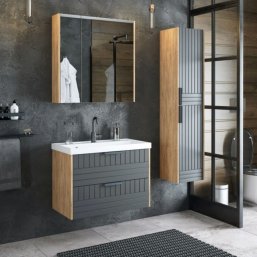 Мебель для ванной Corozo Инди 80 см дуб канзас/гра...