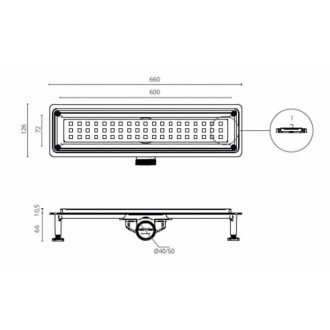 Водоотводящий желоб Ctesi Flow Square BK4024630/1 60 см