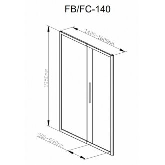 Душевая дверь регулируемая Deto FB 140-160 см Black