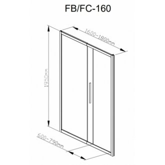 Душевая дверь Deto FB 160-180 Black