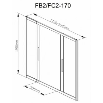Душевая дверь Deto FC2 170-190 см, ширина регулируется