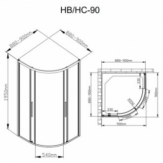 Душевой уголок Deto HC 90 Chrome