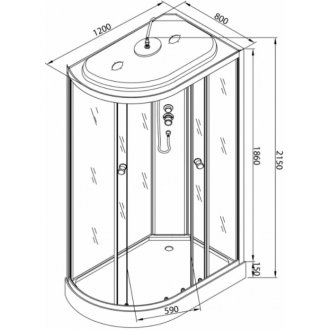 Душевая кабина Deto L 902, 120х80 х215 см, сборка без силикона