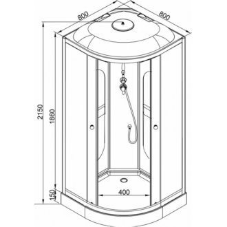 Душевая кабина Deto L 908, 80х80х215 см, сборка без силикона