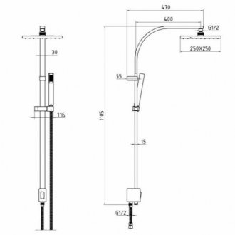 Душевая стойка E.C.A. Tiera 102158012C1EX черный матовый