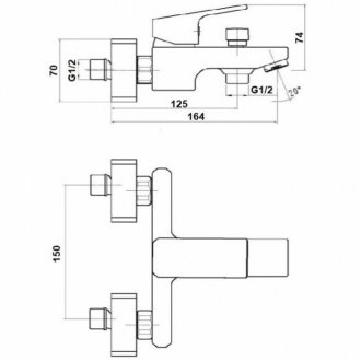 Смеситель для ванны E.C.A. Tiera 103502469EX черный/хром