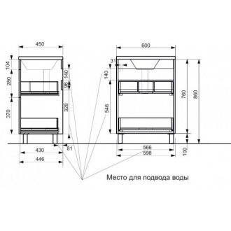 Мебель для ванной Эстет Kare Luxe 60 напольная