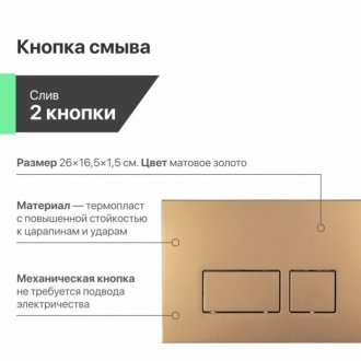 Система инсталляции Ewrika ProLT 0026-2020 с клавишей смыва 0043 золото матовое
