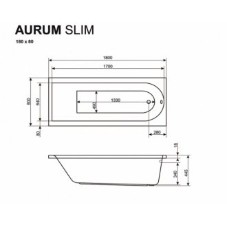 Ванна Excellent Aurum Slim Aero 180x80 хром