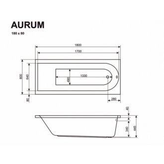 Ванна Excellent Aurum Lux 180x80 хром