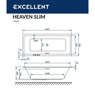Ванна Excellent Heaven Slim Smart 170x75 золото