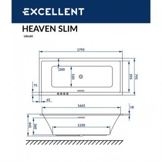 Ванна Excellent Heaven Slim Nano 180x80 золото