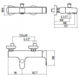 Смеситель для ванны Gattoni H2Omix1000 1010/10С0cr