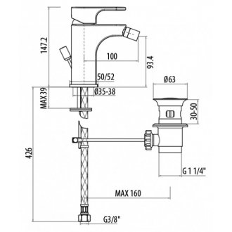 Смеситель для биде Gattoni H2Omix1000 1051/10С0cr