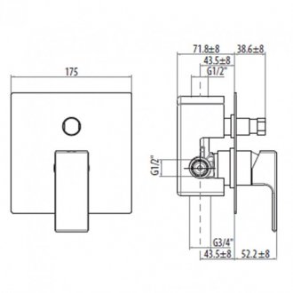 Смеситель для душа Gattoni Kubik 2534/25C0.CH