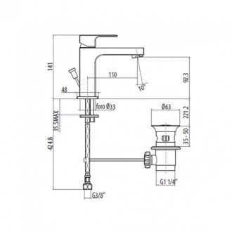 Смеситель для раковины Gattoni Kubik 2576/25C0