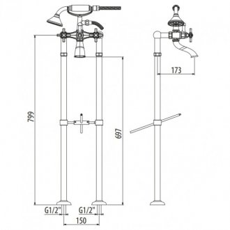 Смеситель для ванны Gattoni TRD TR505/18 золото