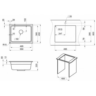 Мойка кухонная Granula Kitchen Space 5501 шварц