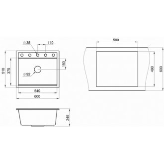 Мойка кухонная Granula Kitchen Space 6003 черная