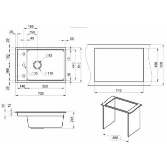 Мойка кухонная Granula Kitchen Space 7305 арктик