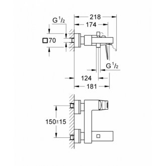 Смеситель для ванны Grohe Eurocube 23140000