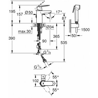 Смеситель для раковины Grohe Eurosmart Cosmopolitan 23433000