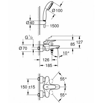 Смеситель для ванны Grohe Eurostyle 2372930A