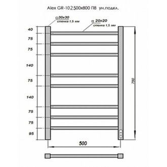 Полотенцесушитель электрический Grois Alex GR-102 500x800 черный матовый